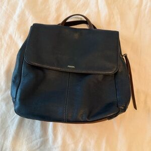 Fossil Black Leather Backpack